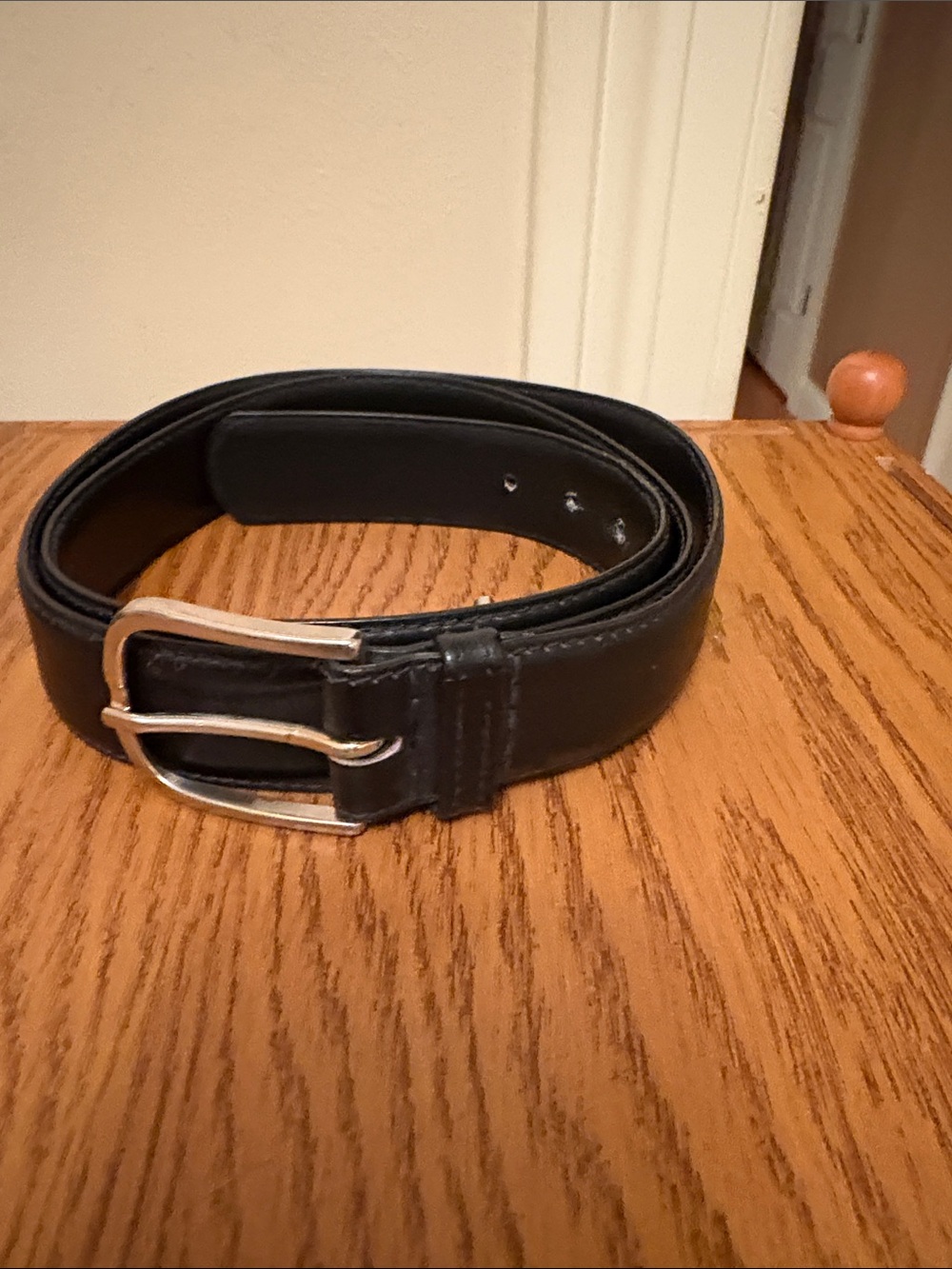 Buxom Black Leather Belt with Silver Buckle